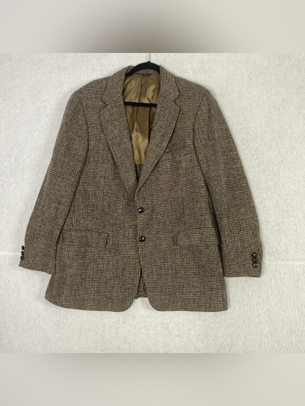 1970s VTG HARRIS TWEED Blazer 44 USA Union Men's Sport Coat Wool Hand Woven